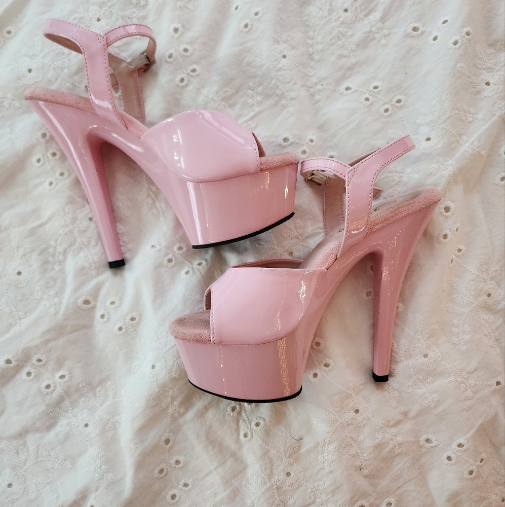 Pink Pleaser Kiss Dance Heels Size 8